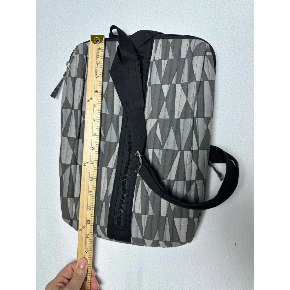 Company Kids Quilted Sling Backpack Grey Geometric Triangle Print Cotton Bag